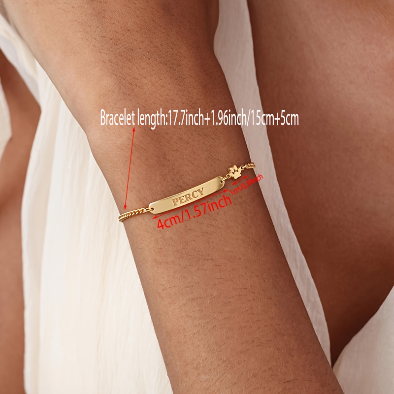 Women's Custom Engraved 18K Gold Plated Bar Name Bracelet